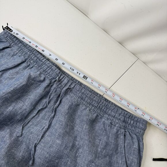 LL Bean 100% Linen Pull On Pants Size 20W Wide Leg Blue Travel Coastal Beachy - Picture 4 of 10